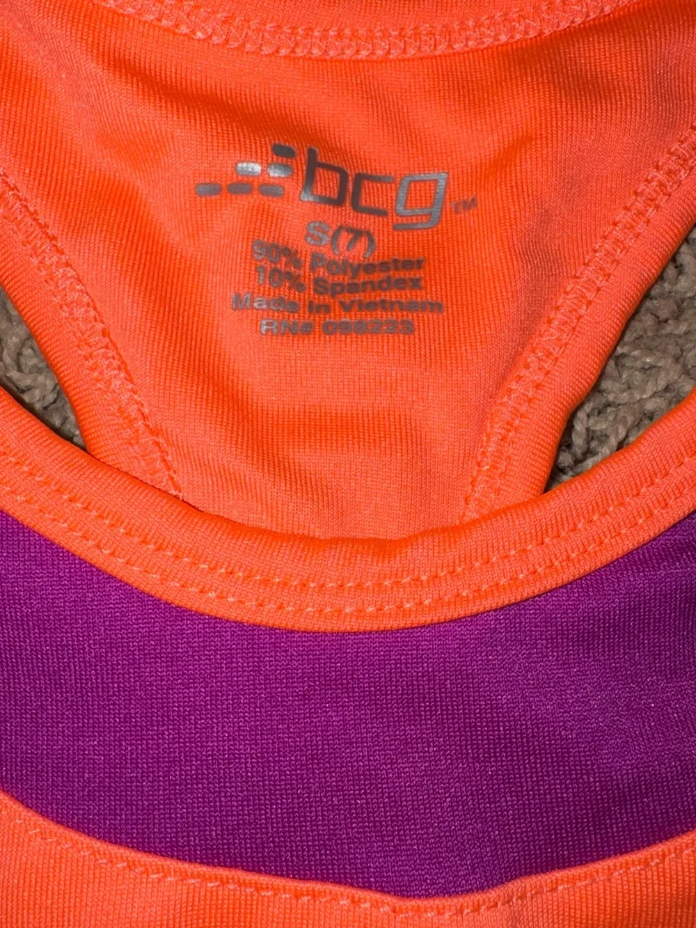 bcg Neon Orange and Purple Sports Bra